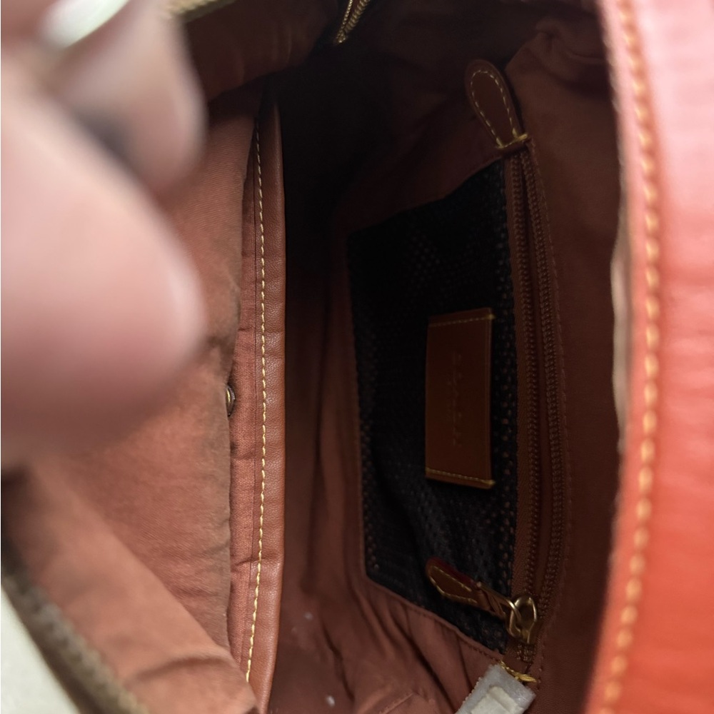 Coach Rexy Medium Backpack with Green Dino Print and Rust Leather - Picture 8 of 10